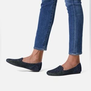 New Women’s Rothy's Metallic Lattice Stitch Loafer Sz 8 Blue Limited Edition